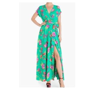 Meghan LA Jasmine Emerald Green Floral Maxi Dress Womens Size S 
Short sleeves